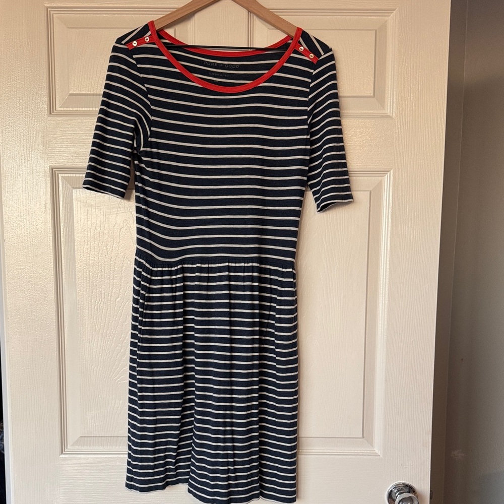 Navy and White Striped Dress